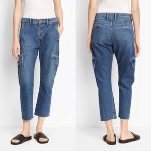 Vince Drop Slouch Cargo High Waisted Frayed Jeans Sz 25